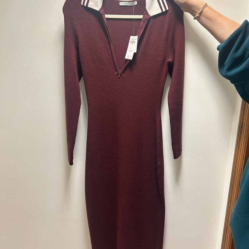 Abercrombie & Fitch Maroon Long Sleeve Dress